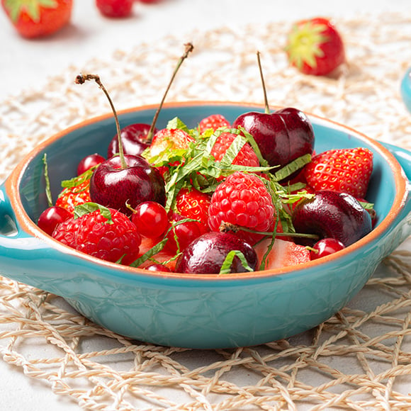 roodfruit salade met munt