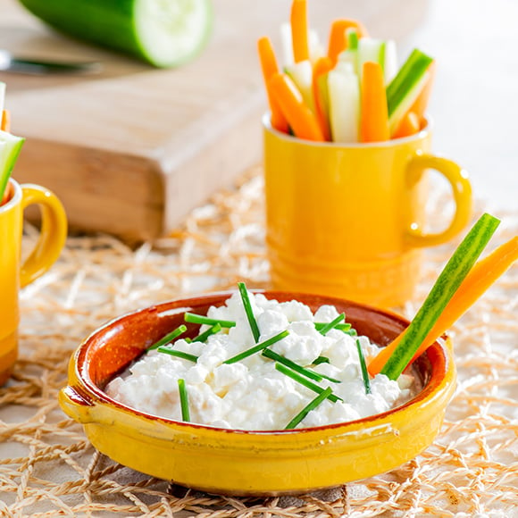 Snackgroenten met hüttenkäse