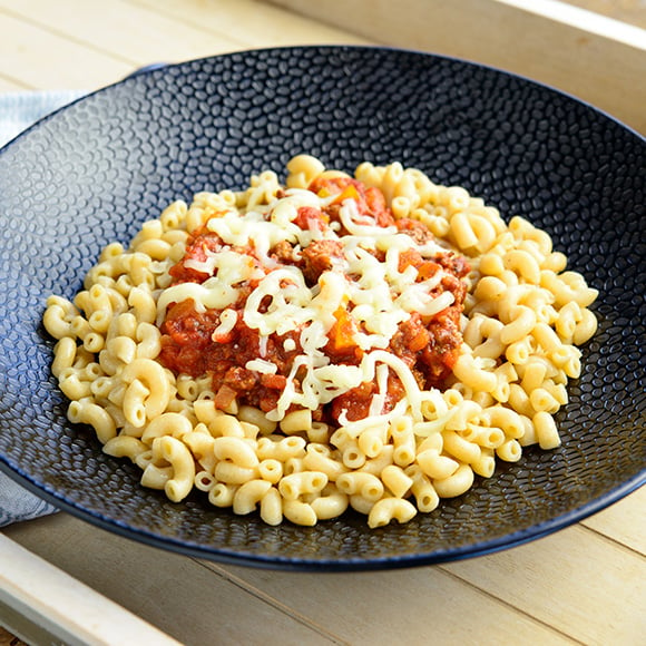 Volkorenmacaroni met bolognesesaus