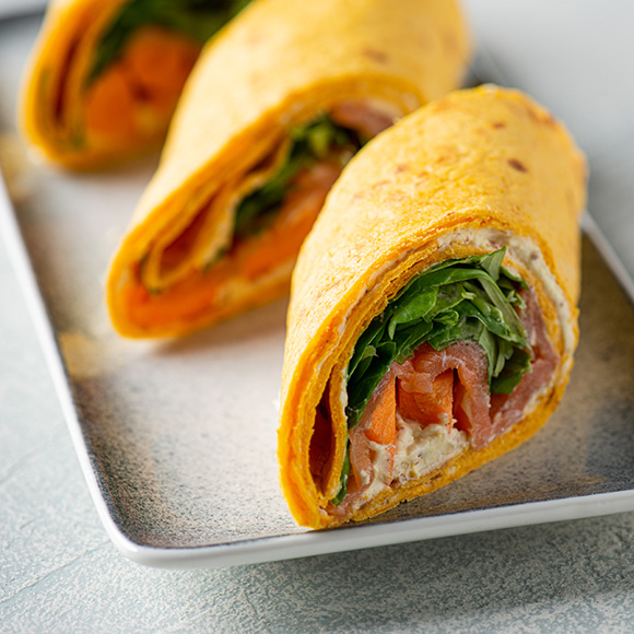 Drie wraps met zalm