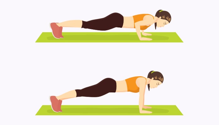 Illustratie van dame die push-up doet