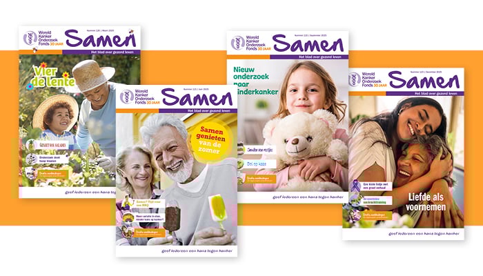 Overzicht van covers van magazine Samen